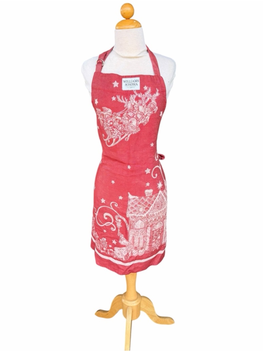 Williams-Sonoma Twas The Night Before Christmas Jacquard Apron Red White NWT OS